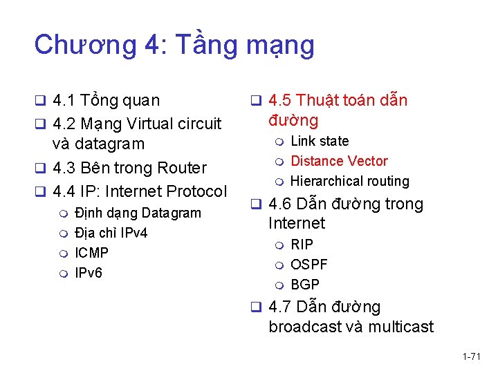 Chương 4: Tầng mạng q 4. 1 Tổng quan q 4. 2 Mạng Virtual