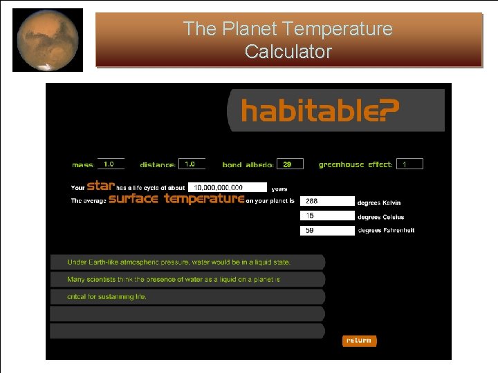 The Planet Temperature Calculator 