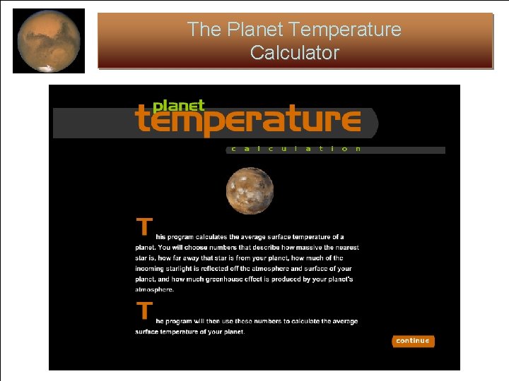 The Planet Temperature Calculator 