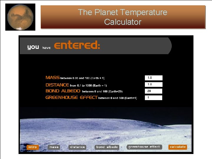 The Planet Temperature Calculator 