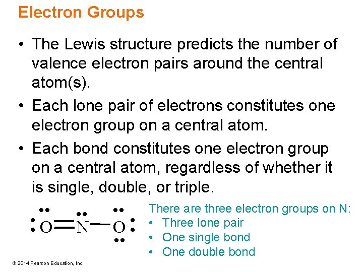 Electron Groups • The Lewis structure predicts the number of valence electron pairs around