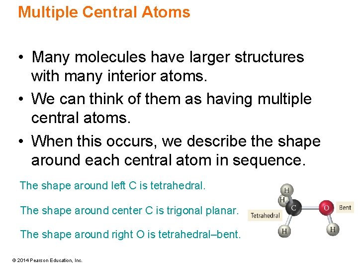 Multiple Central Atoms • Many molecules have larger structures with many interior atoms. •