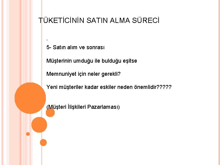 TÜKETİCİNİN SATIN ALMA SÜRECİ. 5 - Satın alım ve sonrası Müşterinin umduğu ile bulduğu