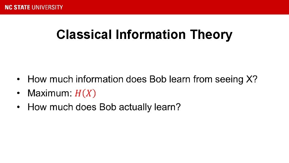 Classical Information Theory • 