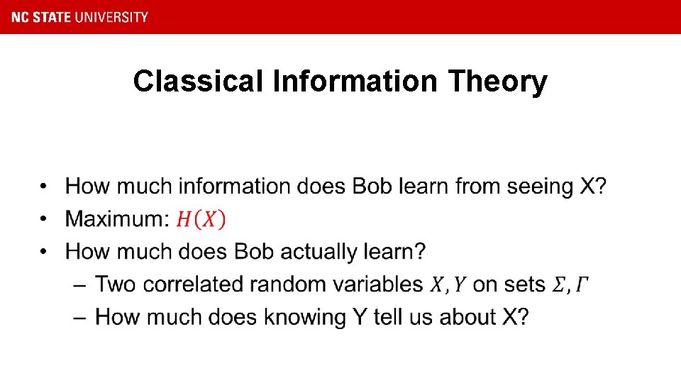 Classical Information Theory • 