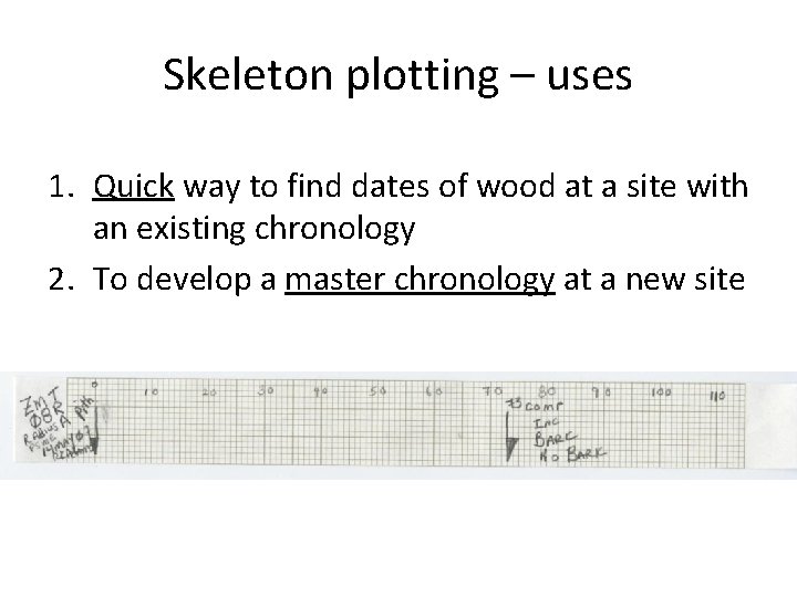 Skeleton plotting – uses 1. Quick way to find dates of wood at a