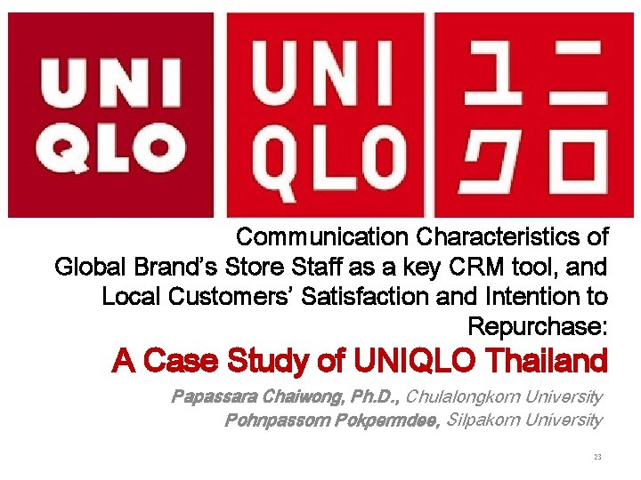 Communication Characteristics of Global Brand’s Store Staff as a key CRM tool, and Local