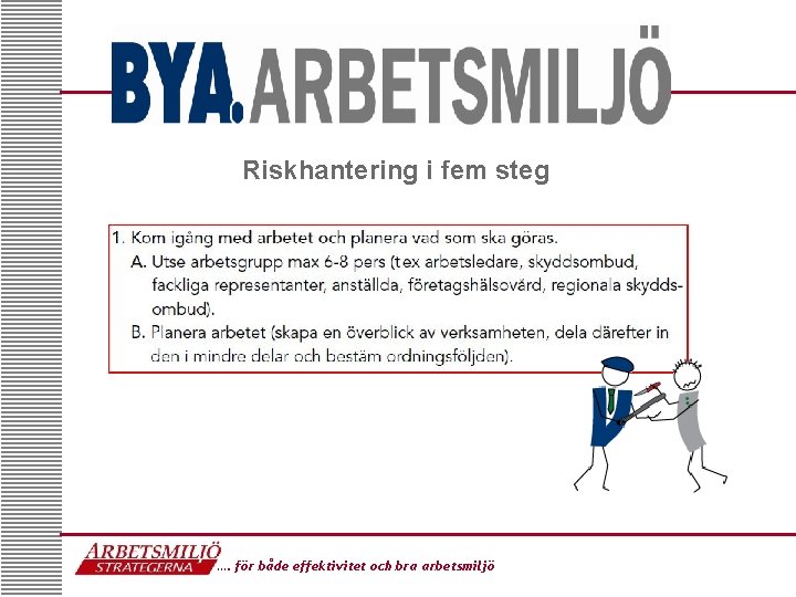 Riskhantering i fem steg …. för både effektivitet och bra arbetsmiljö 