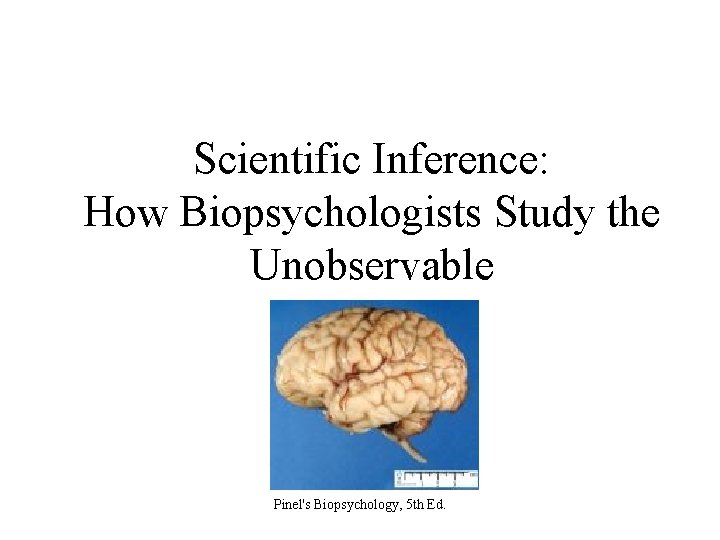 Scientific Inference: How Biopsychologists Study the Unobservable Pinel's Biopsychology, 5 th Ed. 