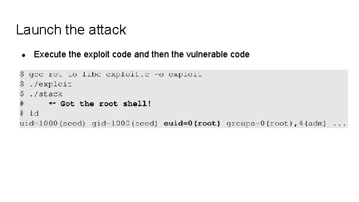 Launch the attack ● Execute the exploit code and then the vulnerable code 