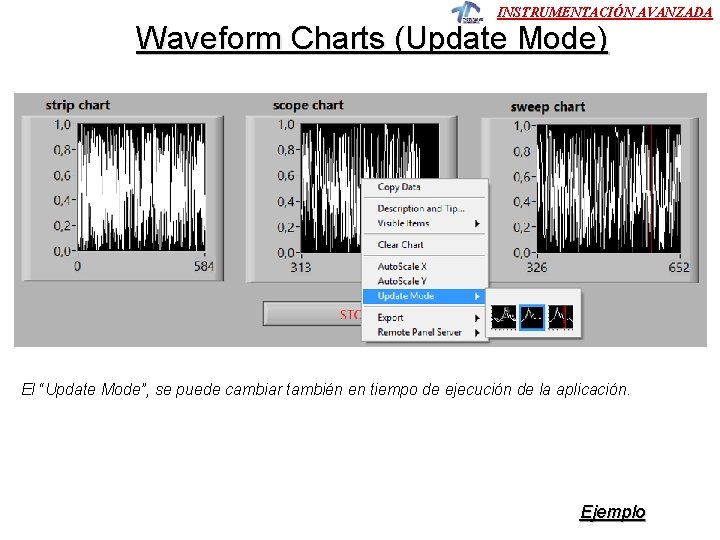 INSTRUMENTACIÓN AVANZADA Waveform Charts (Update Mode) El “Update Mode”, se puede cambiar también en INSTRUMENTACIÓN AVANZADA Waveform Charts (Update Mode) El “Update Mode”, se puede cambiar también en