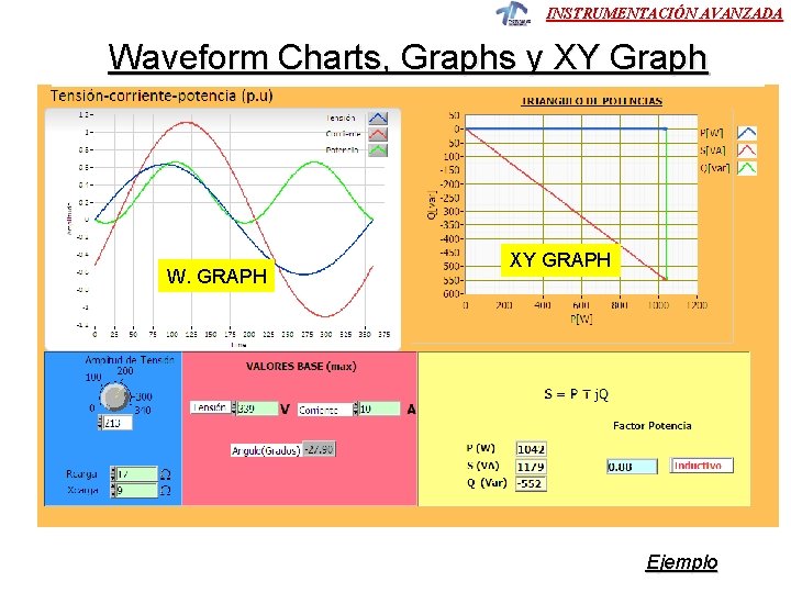 INSTRUMENTACIÓN AVANZADA Waveform Charts, Graphs y XY Graph W. GRAPH XY GRAPH Ejemplo INSTRUMENTACIÓN AVANZADA Waveform Charts, Graphs y XY Graph W. GRAPH XY GRAPH Ejemplo