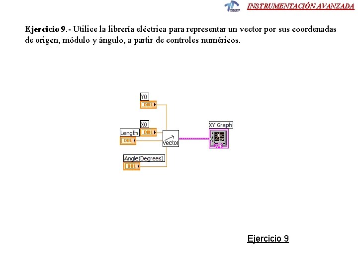 INSTRUMENTACIÓN AVANZADA Ejercicio 9. - Utilice la librería eléctrica para representar un vector por INSTRUMENTACIÓN AVANZADA Ejercicio 9. - Utilice la librería eléctrica para representar un vector por