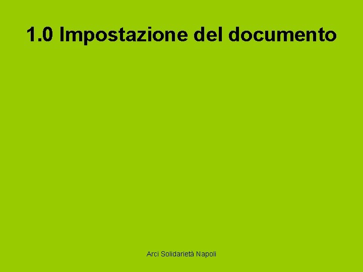 1. 0 Impostazione del documento Arci Solidarietà Napoli 