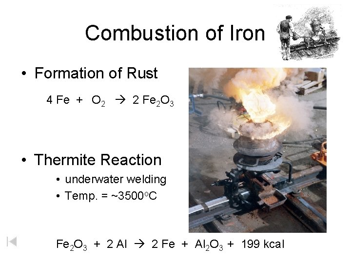 Combustion of Iron • Formation of Rust 4 Fe + O 2 2 Fe