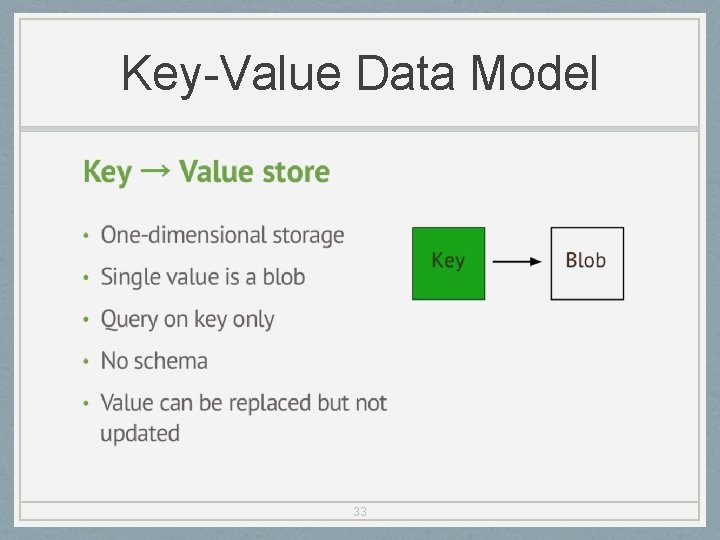 Key-Value Data Model 33 