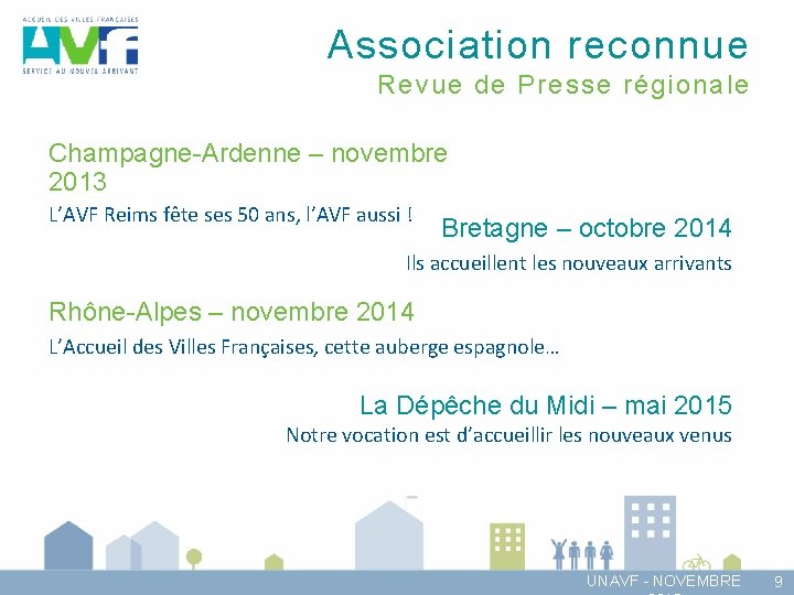 Association reconnue Revue de Presse régionale Champagne-Ardenne – novembre 2013 L’AVF Reims fête ses