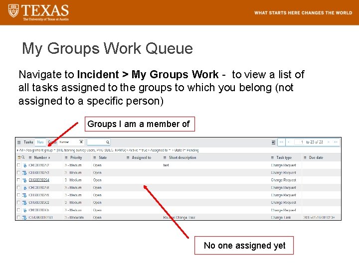 My Groups Work Queue Navigate to Incident > My Groups Work - to view