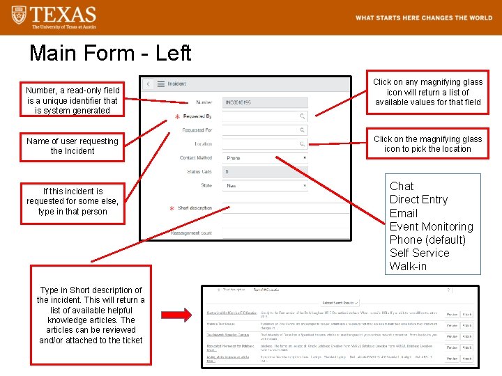 Main Form - Left Number, a read-only field is a unique identifier that is