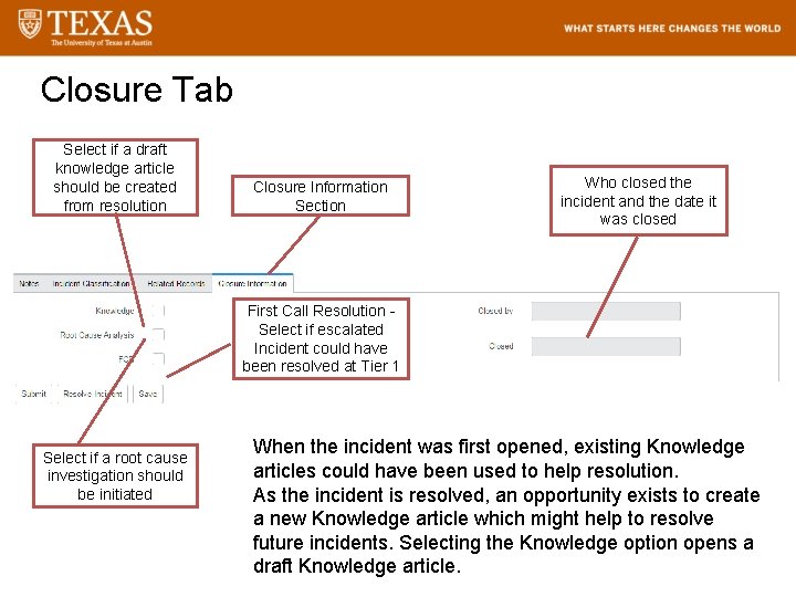 Closure Tab Select if a draft knowledge article should be created from resolution Closure
