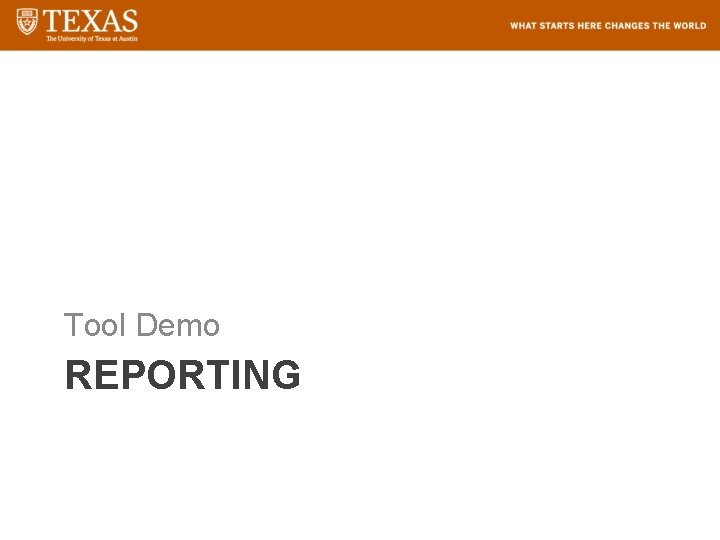 Tool Demo REPORTING 