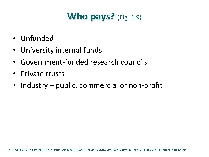 Who pays? (Fig. 1. 9) • • • Unfunded University internal funds Government-funded research