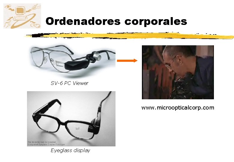 Ordenadores corporales SV-6 PC Viewer www. microopticalcorp. com Eyeglass display 