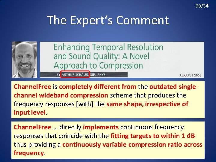30/34 The Expert‘s Comment Channel. Free is completely different from the outdated singlechannel wideband