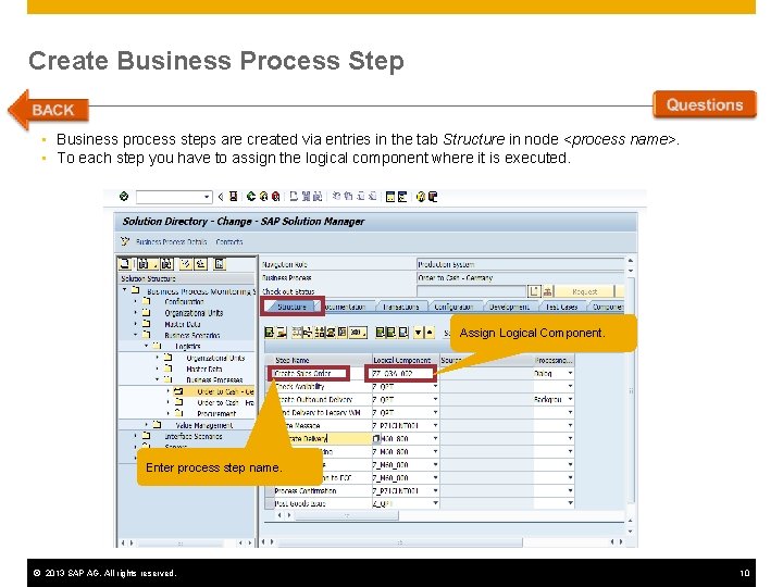 Create Business Process Step • Business process steps are created via entries in the