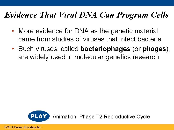 Evidence That Viral DNA Can Program Cells • More evidence for DNA as the