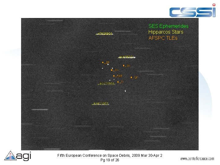 SES Ephemerides Hipparcos Stars AFSPC TLEs Fifth European Conference on Space Debris, 2009 Mar