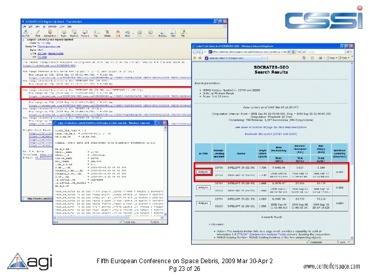 Fifth European Conference on Space Debris, 2009 Mar 30 -Apr 2 Pg 23 of