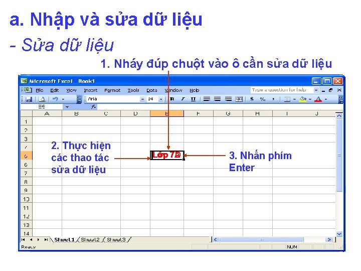 a. Nhập và sửa dữ liệu - Sửa dữ liệu 1. Nháy đúp chuột