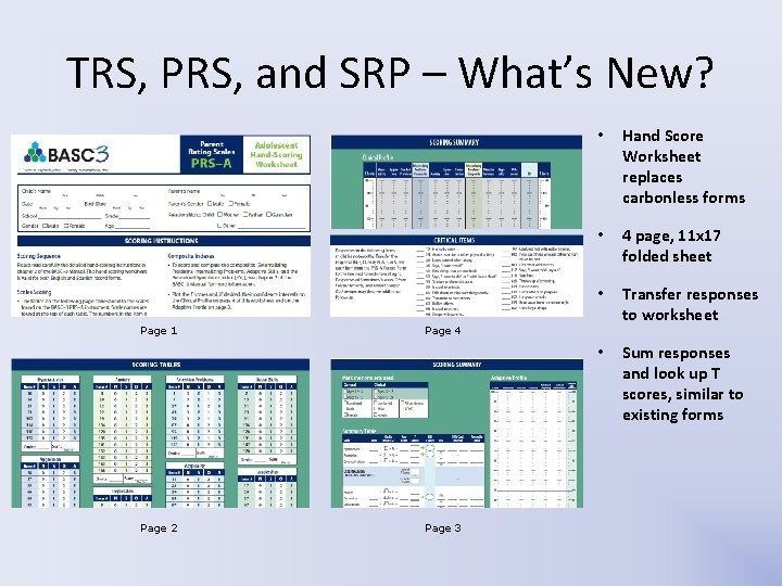 TRS, PRS, and SRP – What’s New? Page 1 Page 2 • Hand Score TRS, PRS, and SRP – What’s New? Page 1 Page 2 • Hand Score