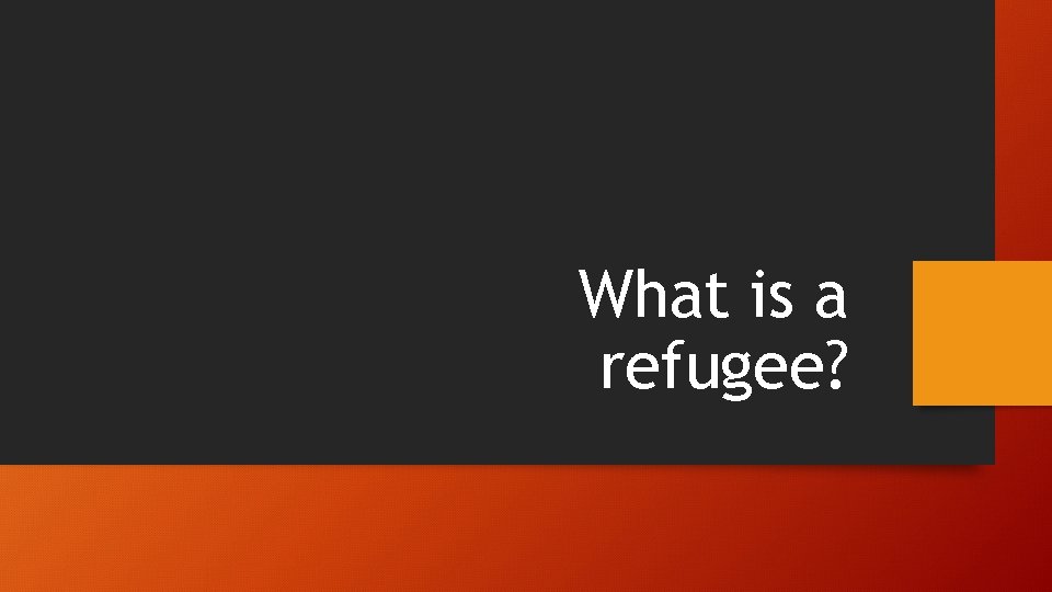 What is a refugee? 