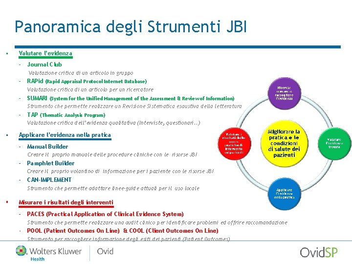 Panoramica degli Strumenti JBI • Valutare l’evidenza – Journal Club Valutazione critica di un