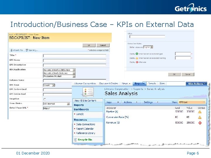 Introduction/Business Case – KPIs on External Data 01 December 2020 Page 6 