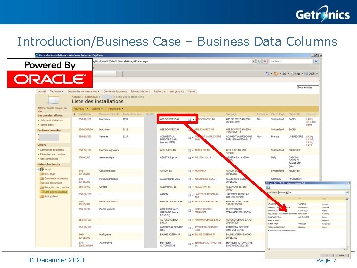 Introduction/Business Case – Business Data Columns 01 December 2020 Page 7 