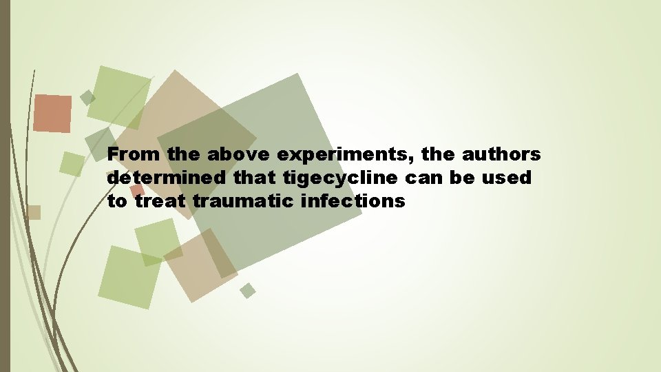 From the above experiments, the authors determined that tigecycline can be used to treat