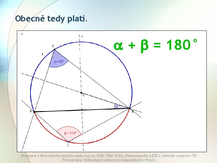 Obecně tedy platí. + = 180° Dostupné z Metodického portálu www. rvp. cz, ISSN:
