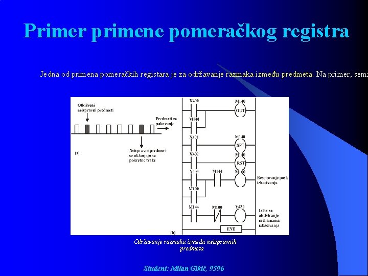 Primer primene pomeračkog registra Jedna od primena pomeračkih registara je za održavanje razmaka između