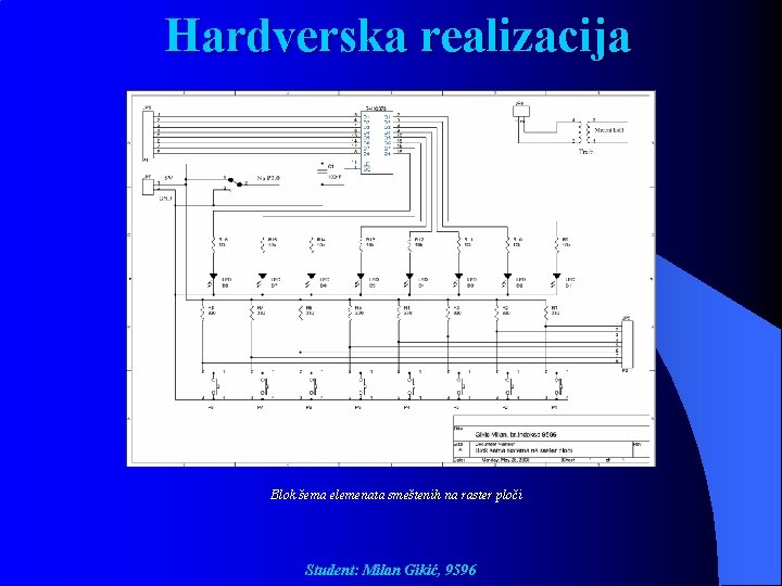 Hardverska realizacija Blok šema elemenata smeštenih na raster ploči Student: Milan Gikić, 9596 