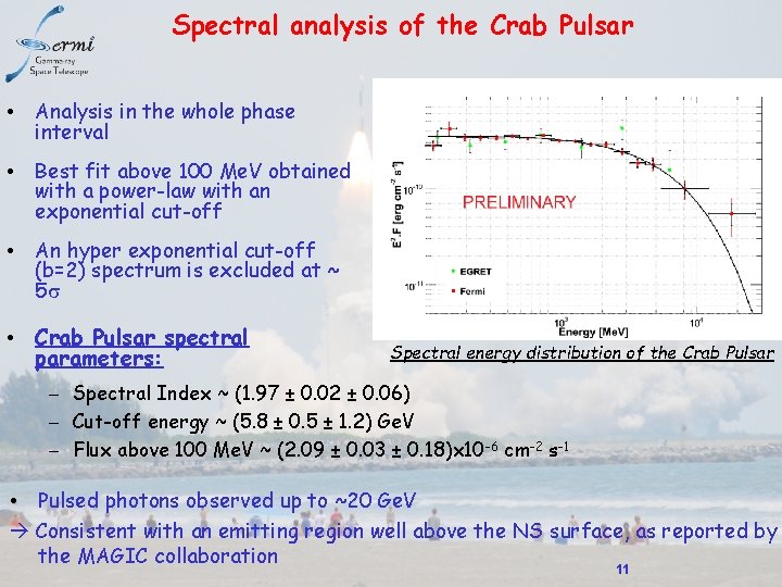 Spectral analysis of the Crab Pulsar • Analysis in the whole phase interval •