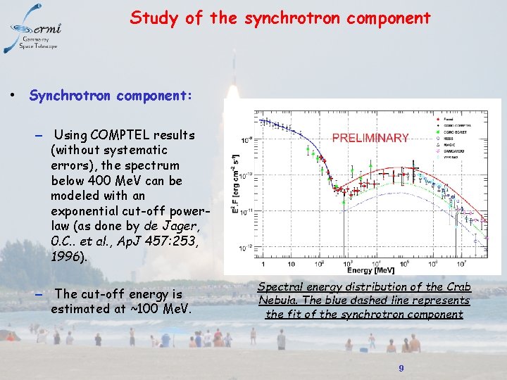 Study of the synchrotron component • Synchrotron component: – Using COMPTEL results (without systematic