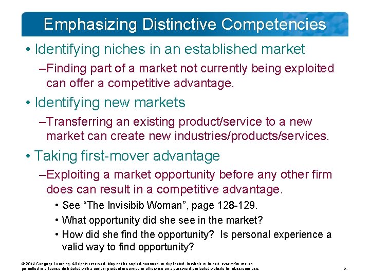 Emphasizing Distinctive Competencies • Identifying niches in an established market – Finding part of Emphasizing Distinctive Competencies • Identifying niches in an established market – Finding part of