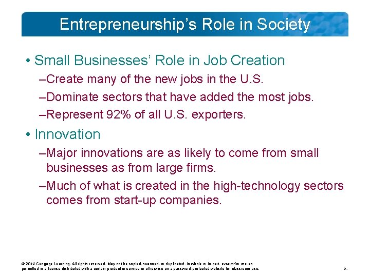 Entrepreneurship’s Role in Society • Small Businesses’ Role in Job Creation – Create many