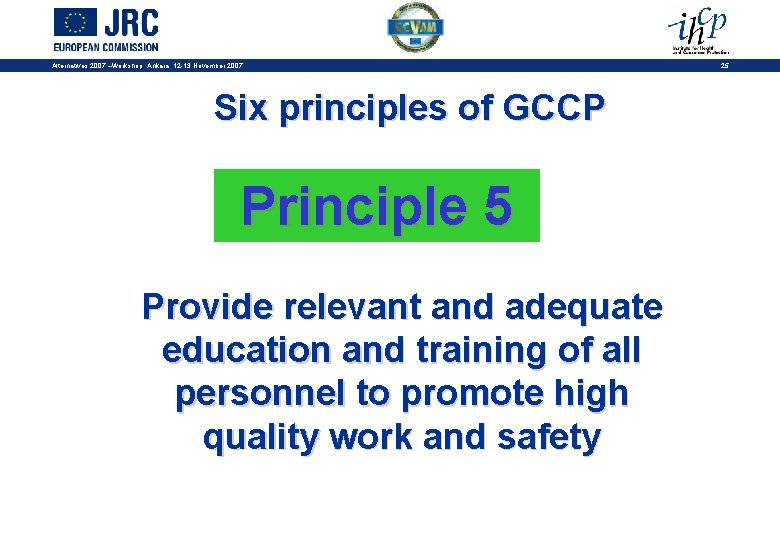 Alternatives 2007 –Workshop, Ankara, 12 -13 November 2007 Six principles of GCCP Principle 5