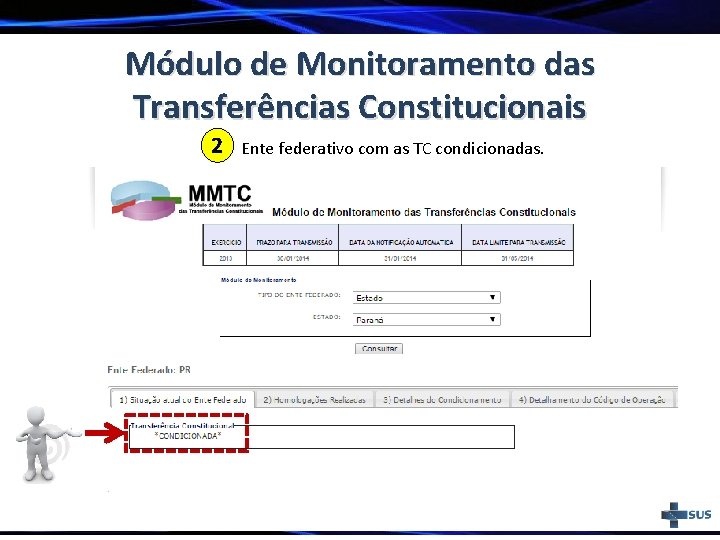 Módulo de Monitoramento das Transferências Constitucionais 2 Ente federativo com as TC condicionadas. 