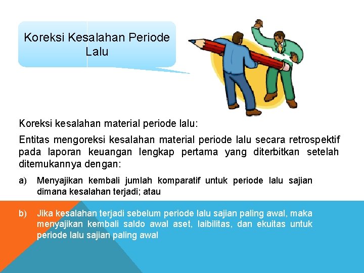 Koreksi Kesalahan Periode Lalu Koreksi kesalahan material periode lalu: Entitas mengoreksi kesalahan material periode