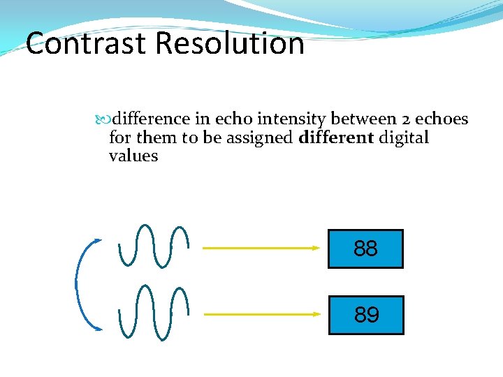 Contrast Resolution difference in echo intensity between 2 echoes for them to be assigned